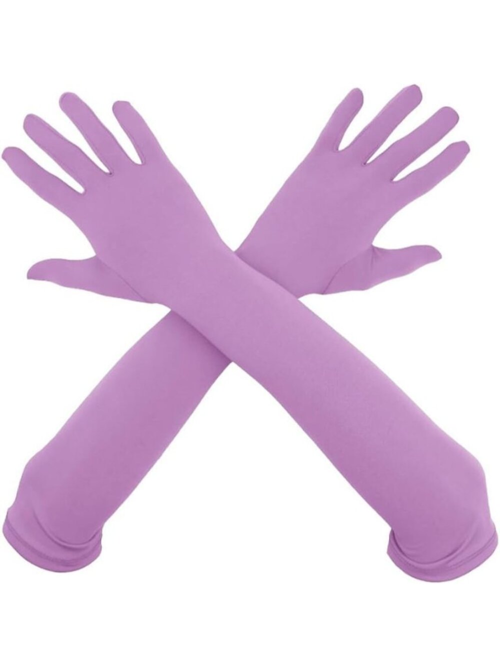 Womens Light Purple 18" Elbow Length Stretchy Costume Bridesmaids Spandex Gloves
